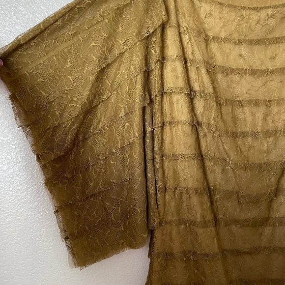 Tadashi Shoji Dress Womens 10 Hazel Tiered Lace Flutter Sleeve Gown Runway 2012 - Picture 6 of 13